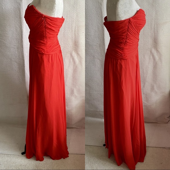 Formal Silk Corset NWOT Strapless Dress Red Cutout - Picture 2 of 8